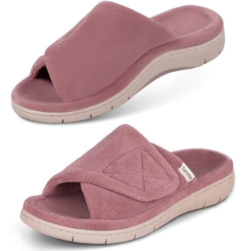 Garonne Women's Adjustable Wrap Open-toe Slippers with Arch Support, Summer House Shoes for Women Indoor/Outdoor (8, Pink)