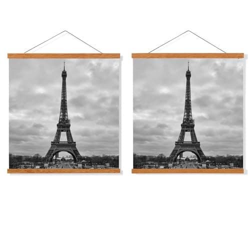FALAMON 2 Pack Magnetic Poster Hanger Frame, 12x16 12x18 12x24 Teak Wood Magnet Poster Frame for Hanging Posters, Prints, Photos, Pictures, Maps, Scrolls, and Canvas Artwork
