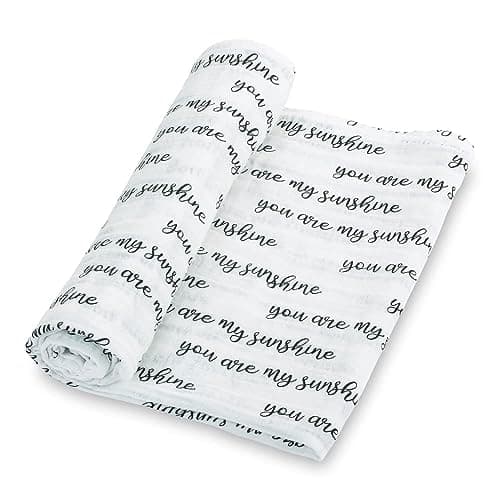 LollyBanks Baby Swaddle Blanket 100 Cotton Muslin Blankets for Boys and Girls 47 x 47 Inches Soft and Breathable Baby Blanket Gentle Newborn Swaddle Wrap Registry You are My Sunshine Print