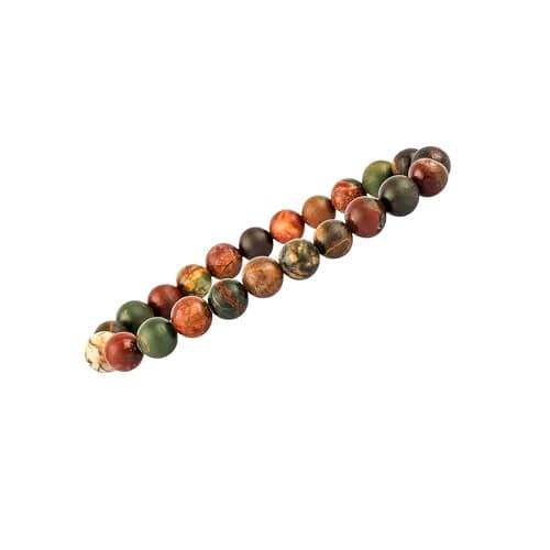 GEMSMANTRA Natural Picasso Jasper Stretchable Crystal Bracelet | Lab Certified 8mm Round Cut Beads | Unisex Healing Bracelet for Men & Women | Enhances Creativity, Balance & Harmony