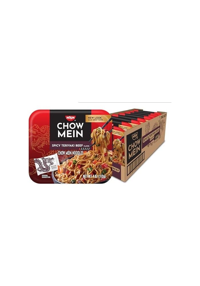 Nissin Chow Mein Noodles Spicy Teriyaki Beef 4 Ounce Pack of 8