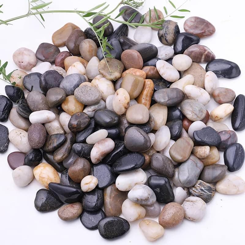 Perfy 2KG Decorative Polished Mixed PebblesRiver Rock StonesIndoorOutdoor Decorative Stones for Plants Aquariums Landscaping Vase Fillers10 to 20mm