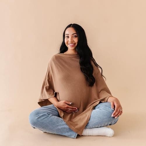 MakeMake Organics Knit Breathable Nursing Cover Up for Breastfeeding Soft GOTS Certified Organic Cotton Breastfeeding Cover Up for Women Privacy Feature Brown