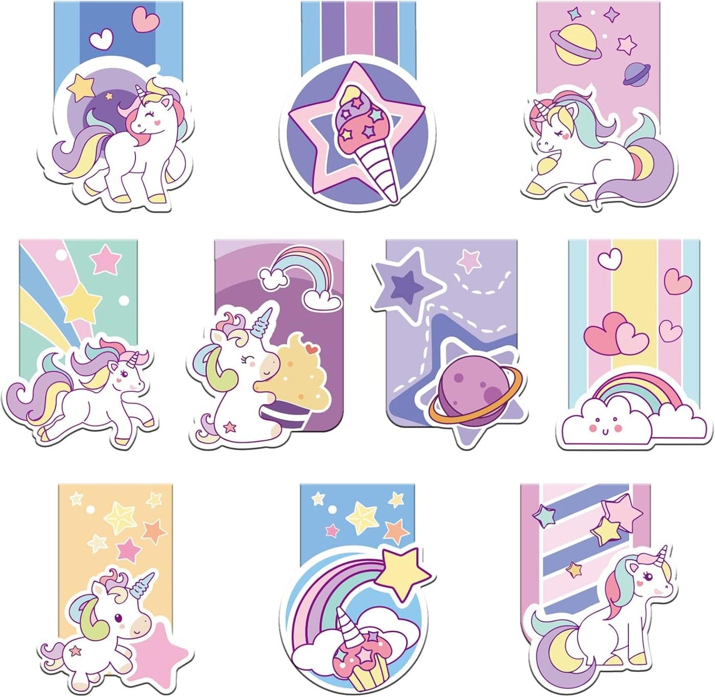 40 Pieces Unicorn Magnetic Bookmarks Magnet Page Markers Book Markers Clip Set for Girls Teachers Students Reading Book Lovers Office Classroom Supplies