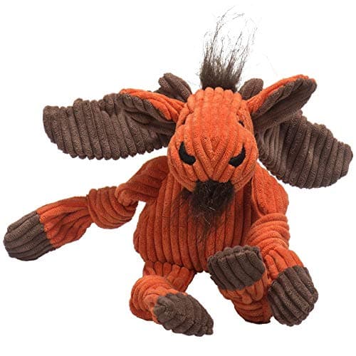 HuggleHounds Knottie Plush Dog Toy - Dog Stuffed Animal Toy, Puppy Toys, Squeaky Dog Toy for Small, Medium & Large Dogs, Durable Plush to Keep Them Busy - Morris Moose, Small