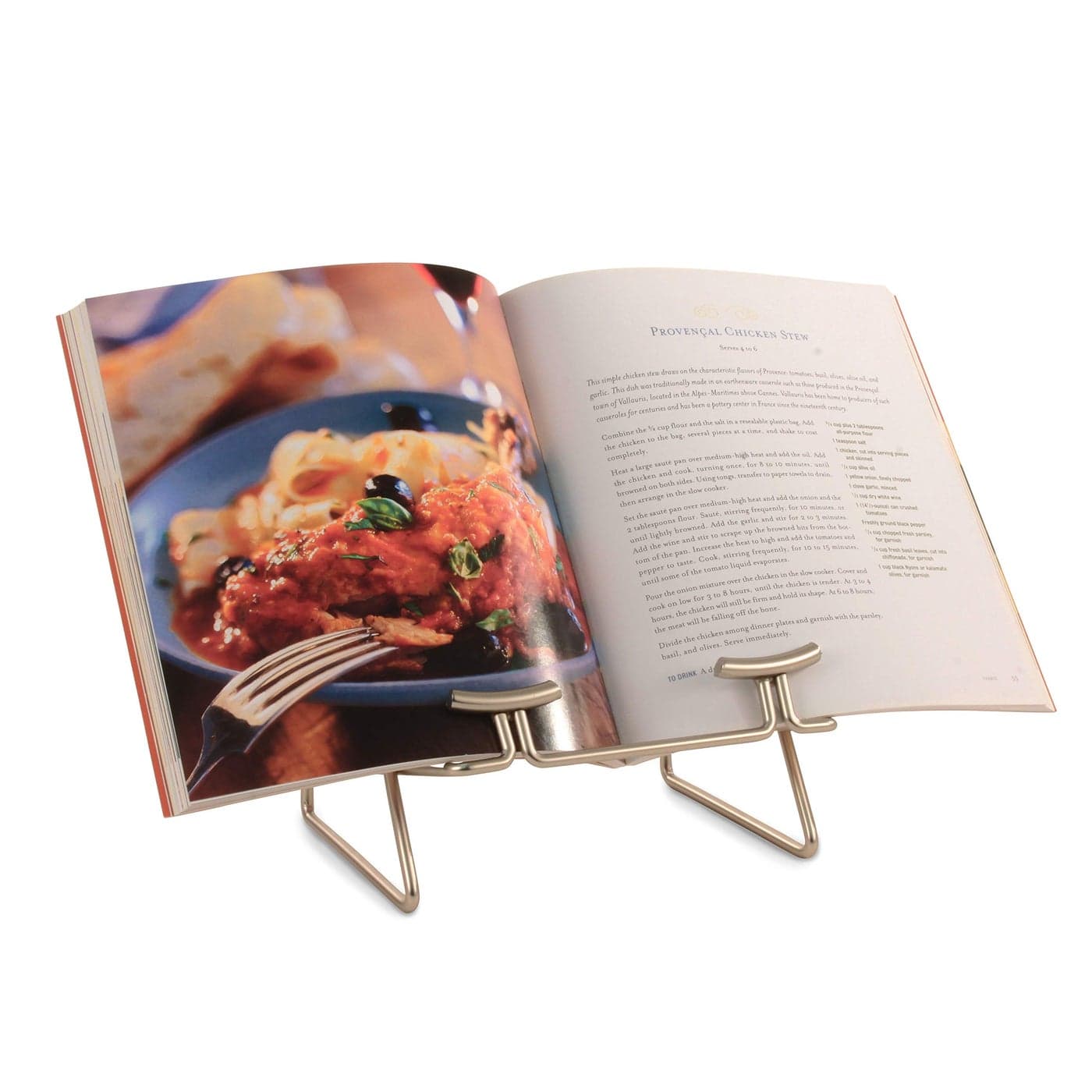 Spectrum Cookbook Stand for Kitchen Counter Tops Modern Recipe Book Holder Satin Nickel Angled Elevated Steel Recipe Organizer for Displaying Cook Books and Tablet Recipes in Kitchen Dining Room