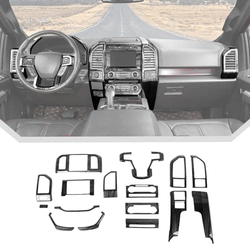 JeCar 16pcs Black Wood Grain Interior Trim Kit for 2015-2020 Ford F150 Interior Accessories