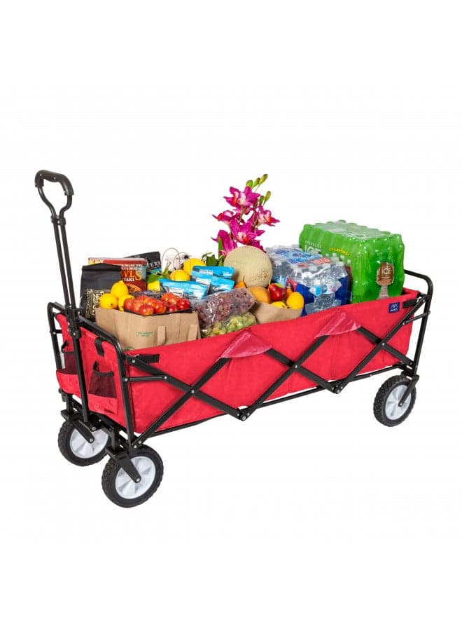 Mac Sports WTCX-201 Extended Collapsible Folding Outdoor Utility Wagon, Red