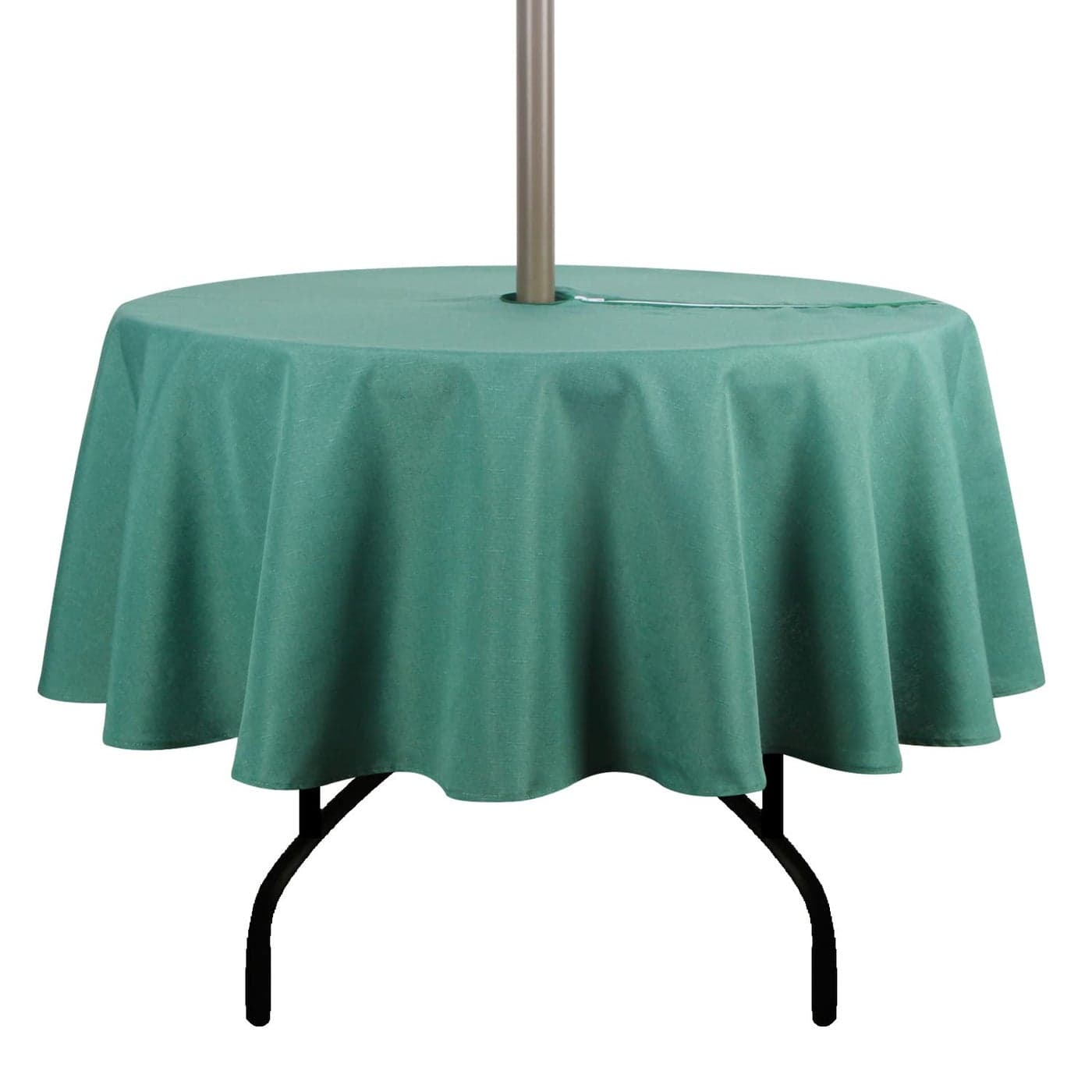 youngseahome Outdoor Tablecloth WrinkleFree Stain Resistant Waterproof Polyester Fabric Table Cover with Zipper Umbrella Hole for PicnicPartyDinnerPatio Garden60inch RoundZipperedGreen
