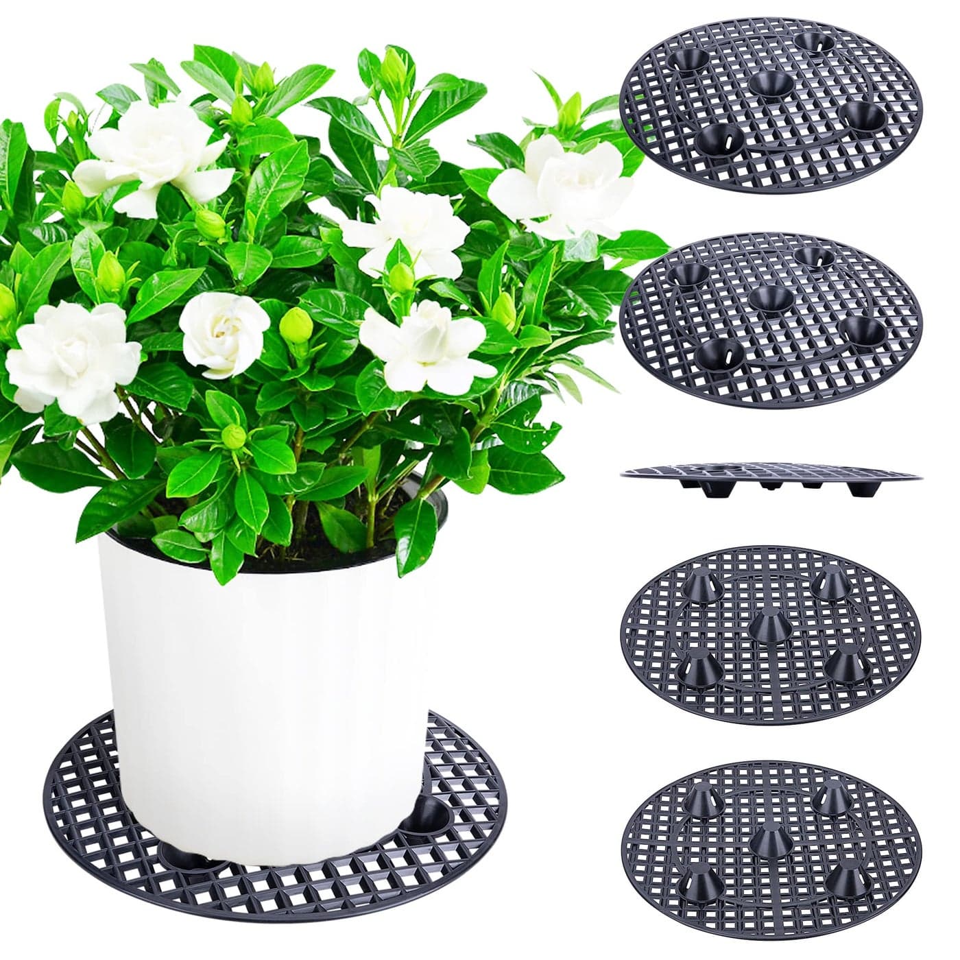 LFUTARI 6 PCS Plant Level Pot Elevator Plant Stands 12inch Plant Pot Saucer for Prevent Rot and Damage on Patio Deck 30cm6pcs Black