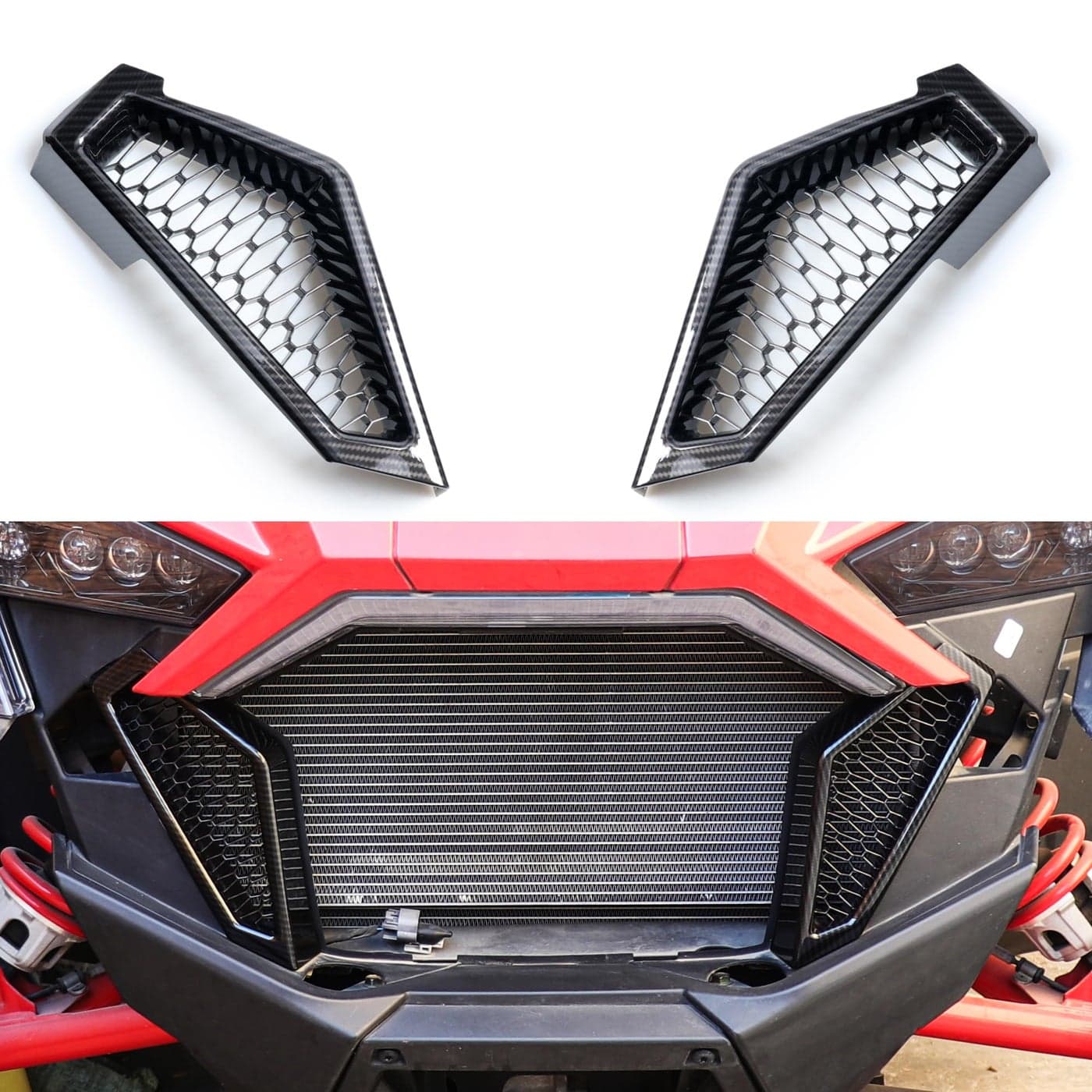 RERPRO UTV RZR PRO XP Front Side Mesh Grill Cover Fascia Grille Insert Compatible with 2020 2021 2022 2023 2024 2025 Polaris RZR PRO XP 4 Exterior Accessories Inlet Protection Bezel Trim Decor Decal