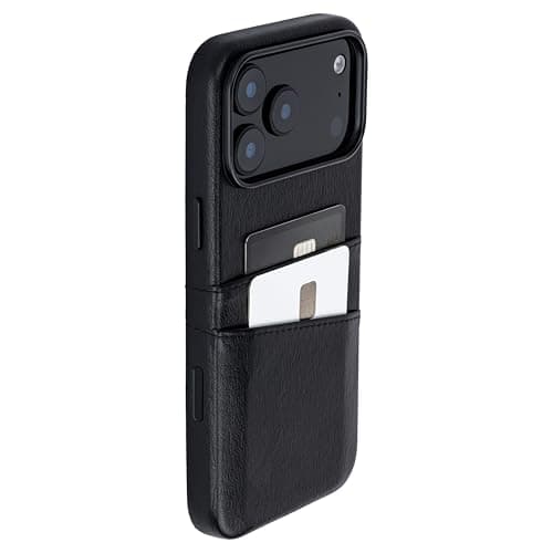 Dockem Card Case for iPhone 17 Pro Max with Magnetic Mounting Plate Camera Control Button Wallet with 2 Holder Slots M2 Exec Premium Synthetic Leather Black