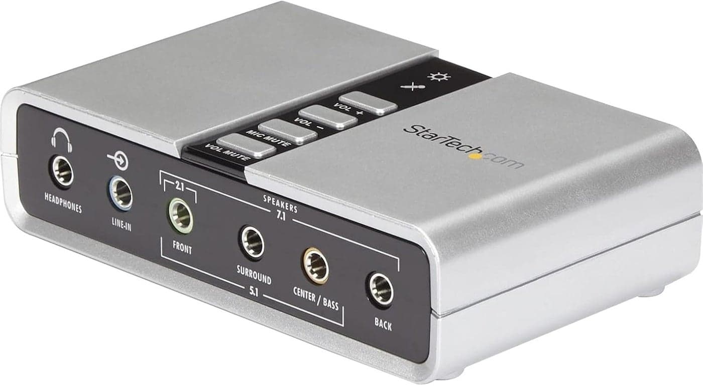 StarTechcom 71 USB Sound Card External Sound Card for Laptop with SPDIF Digital Audio Sound Card for PC Silver ICUSBAUDIO7D