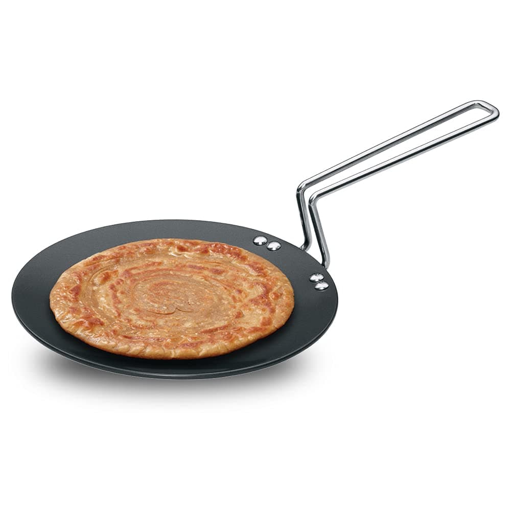 HAWKINS Futura Hard Anodised Concave Tava Griddle 8Inch 406mm with Steel Handle