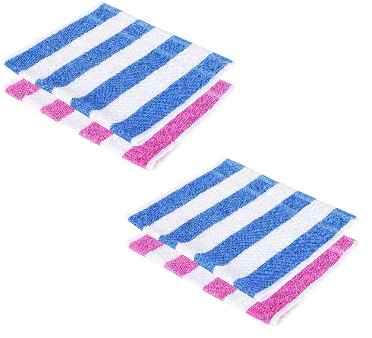 Cotton Colors Cotton Hand Towel 300 GSM (Set of 4, Blue, White, Pink)