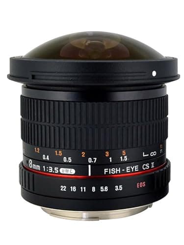 Rokinon HD8M-C 8mm f/3.5 HD Fisheye Lens with Removeable Hood for Canon DSLR 8-8mm, Fixed-Non-Zoom Lens,Black