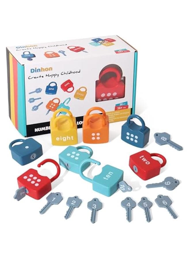 Kids Learning Locks with Keys Numbers Matching Counting Montessori Educational Toys for Ages 3 yrs+ Boys and Girls Preschool Games Gifts