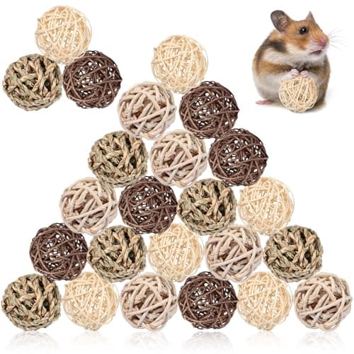 Sosation 24 Packs Guinea Pigs Toys Small Animals Play Balls Chew Gnawing Treats Bunny Toys Hay Grass Balls for Small Animals Entertainment PET Cage Accessories
