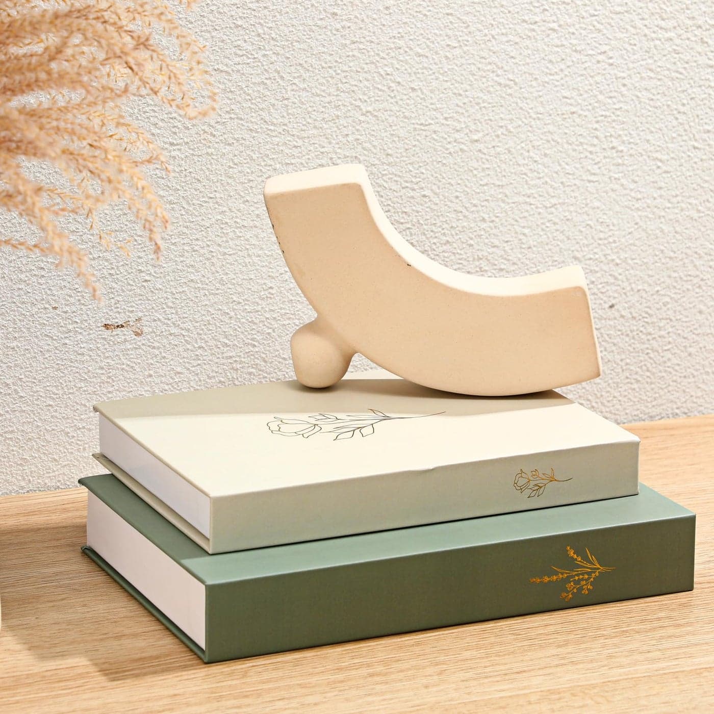 Cinnvoice Set of 2 Decorative Books Boxes Faux Books Stacked for Decoration for Coffee Tables Modern Home Bookshelves Decor Fake Fashion Photo Storage BoxesSage Green Beige