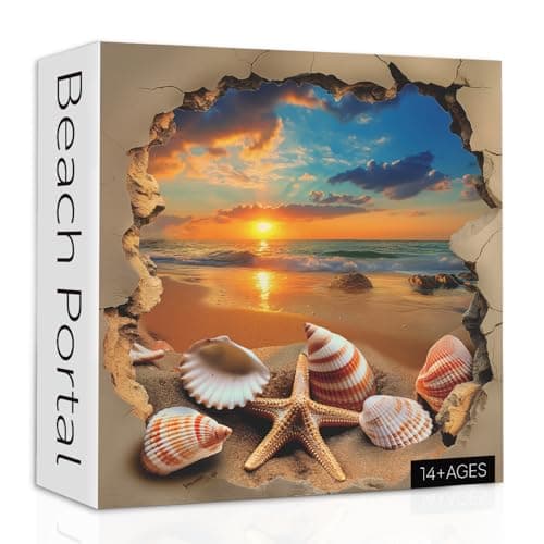 Beach Sunset Puzzles for Adults 1000 Pieces Ocean Starfish Seashell Jigsaw Puzzles Vintage Beach Shells Puzzle as Wall Decor