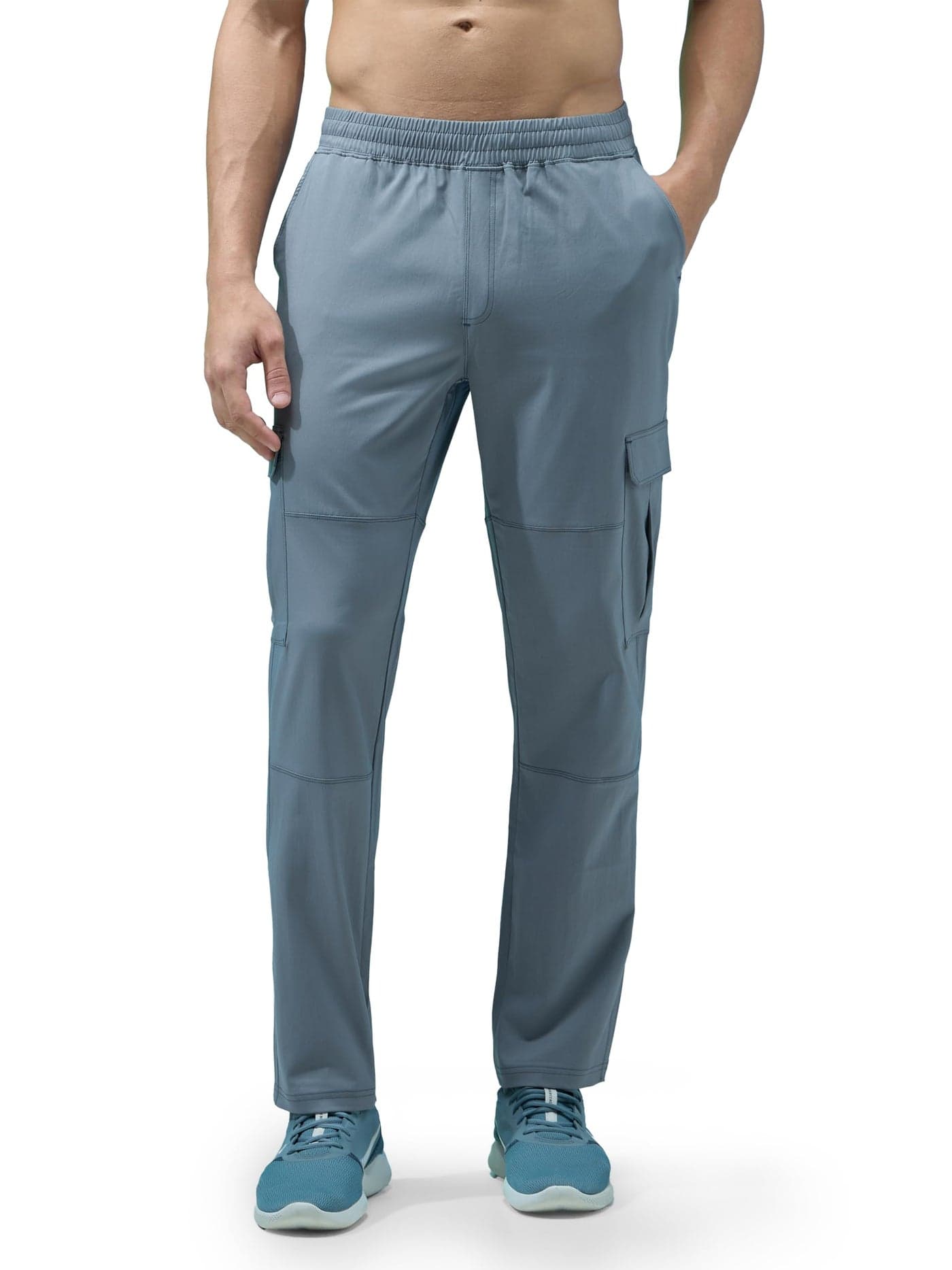 TECHNOSPORT Mens Polyester Straight Fit Sports Cargo Track Pant with Ts Flexi for Running, Gym & Sports - (MPP842TLE_Turbulence_2XL)