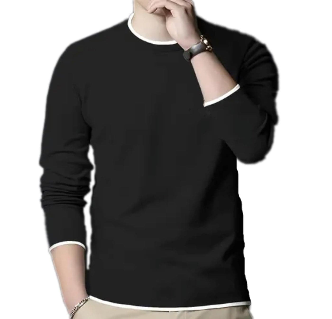 FASHA Men Full Sleeve Cotton T Shirt | 100% Pure Cotton Solid Round Neck Tee| Regular Fit Comfortable Soft Fabric T Shirt |Casual Wear, Office Wear, Gym Wear, Travel & College Outfit-Pack of 1 Black