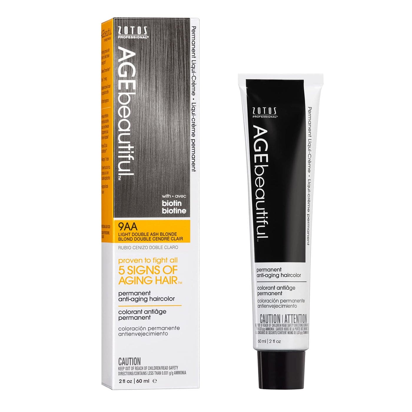 AGE beautiful Permanent Hair Color Dye Liqui Creme 100 Gray Coverage AntiAging Haircolor Biotin for Thicker Fuller Hair Professional Salon Coloring 9AA Double Ash