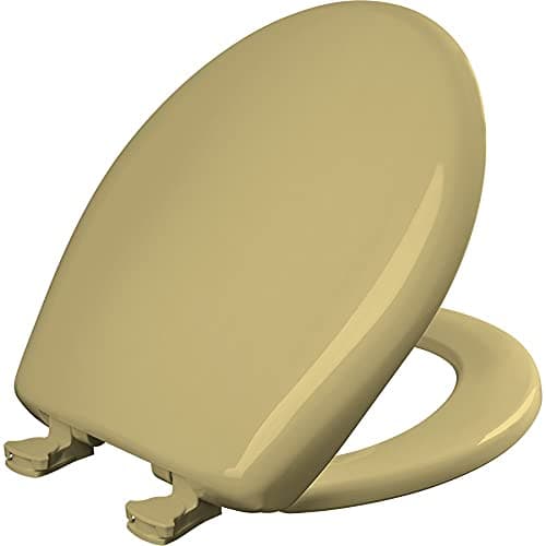Bemis Classic Colors Slow Close Toilet Seat, Easy Clean Hinges and Durable Plastic Seat, Made in USA, Round, Harvest Gold