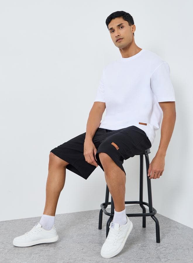 Men Oversized Badge Detail T-Shirt and Shorts Co-Ords