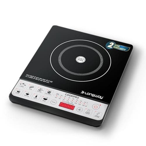 Longway Cookpro IC 2000 Watt Induction Cooktop with Auto Shut-Off & Over-Heat Protection With 8 Cooking Mode & BIS Approved (Black, Push Button)