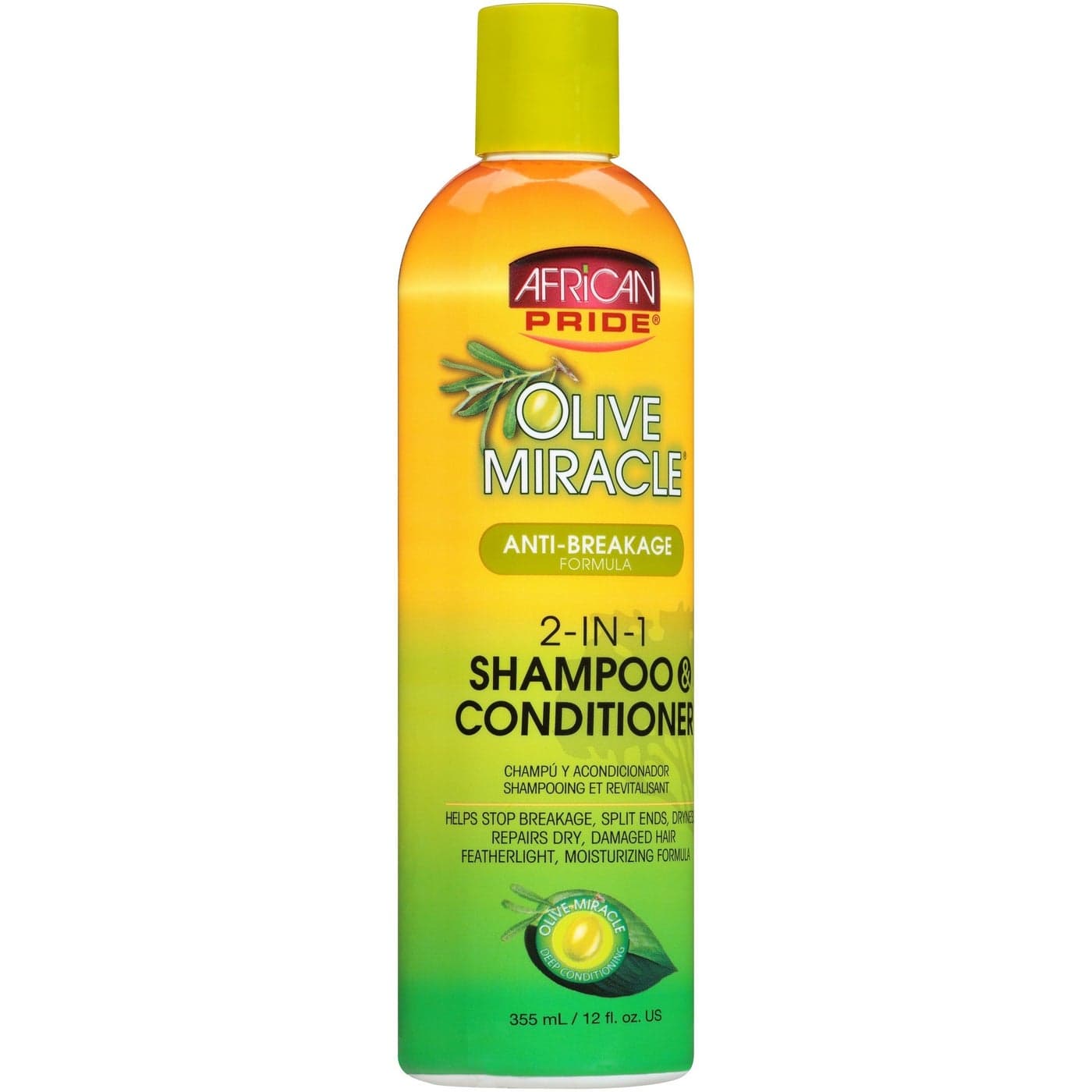African Pride Olive Miracle 2in1 Shampoo Conditioner 12 oz Pack of 2