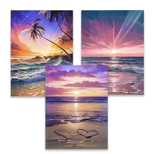 EWJRNSF 5D Diamond Painting Kits for Adults Beginners Diamond Arts Kits Diamond Art SetsGem Painting Arts Crafts Home Wall Decoration 118x157 Inches 3 Pack Beach