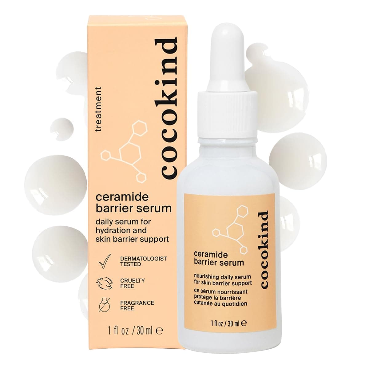Cocokind Ceramide Barrier Serum Hydrating Serum to Reduce Dryness All Skin Types including Sensitive Skin Fragrance Free Cruelty Free 1 fl oz