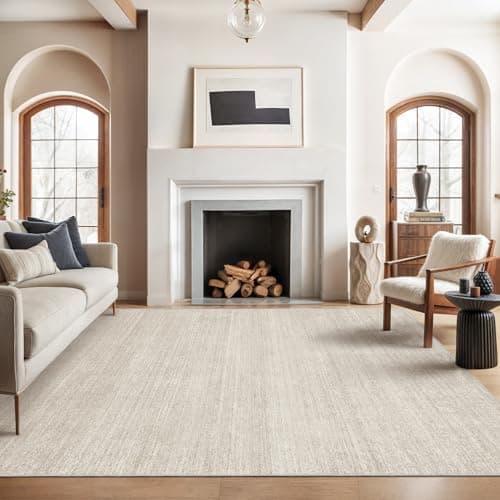 Valenrug Washable Rugs 6x9 - Ultra Thin Stain Resistant 6x9 Rugs for Living Room, Non Slip Backing 0.25" Low Pile Rugs for Bedroom, Folable Machine Washable Area Rug (6x9, Beige)