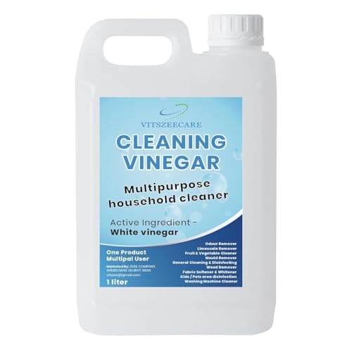 VITSZEECARE White Cleaning Vinegar 1L for Household Surface Glass, Stainless Steel, Ceramic, Vegetables & fruits, Lime Scale Remover/Odor Removal in Fridge