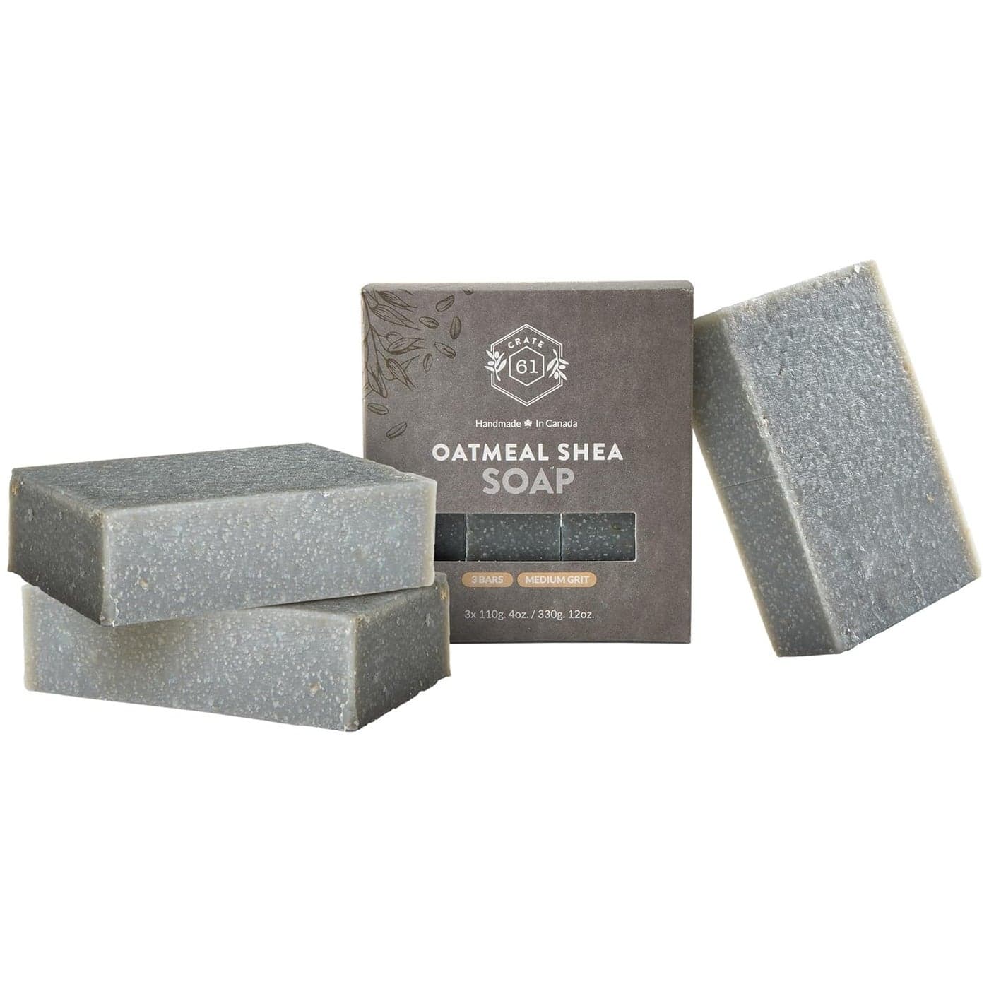 Handmade in Canada Plant Based Cold Process Natural Bar Soap For Face Body wPremium Essential Oils For Men Women 3 Pack Oatmeal Shea Unscented