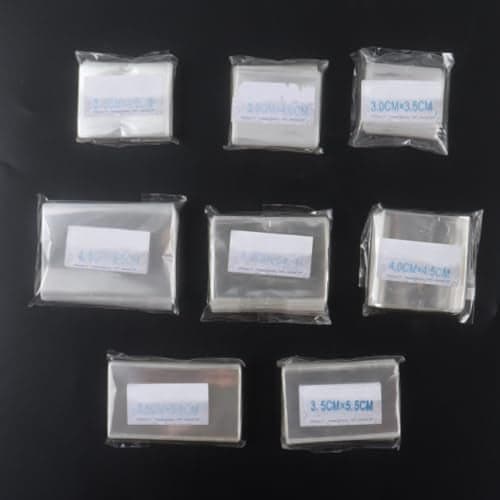Klmnop OPP Stamp Protection Bags in 8 Models 100pcs Each Total 800 Stamp Sleeves for Collection Philatelic Storage and Display Stamp Collecting Supplies Thickness 3 MilsClear