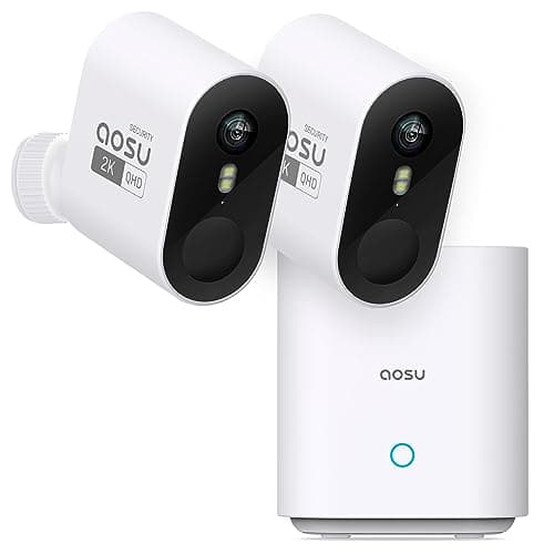 AOSU Security Cameras Wireless Outdoor Home System True 2K HD Night Vision No Subscription 240Day Battery Life 166 Wide View Spotlight Siren Alarm Motion Alert Support 24G 5G WiFi Router