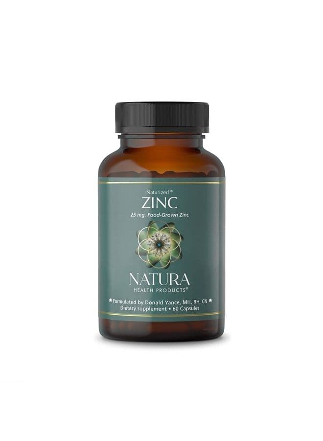 Zinc - 25 mg. Highly Bioavailable Food-Grown Zinc - 60 Capsules