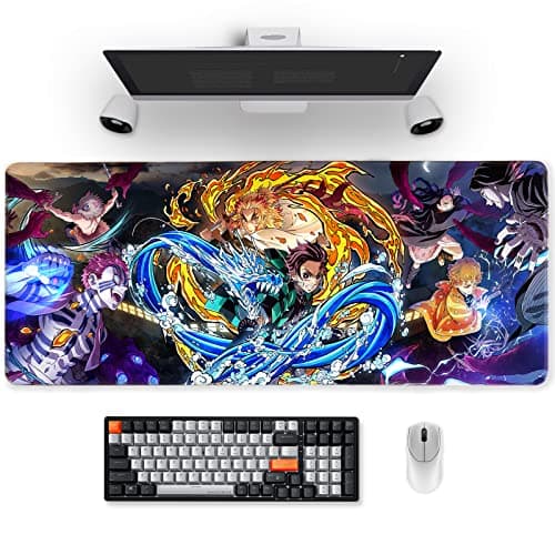 Mouse Pad Compatible with Demom S1ayer - Large Gaming Anime Large Mouse Pad for Computer Non Slip Rubber Base | Compatible with Kimetsu No Yaiba 11.8 X 31.5in Home Office Long Mouse Mat