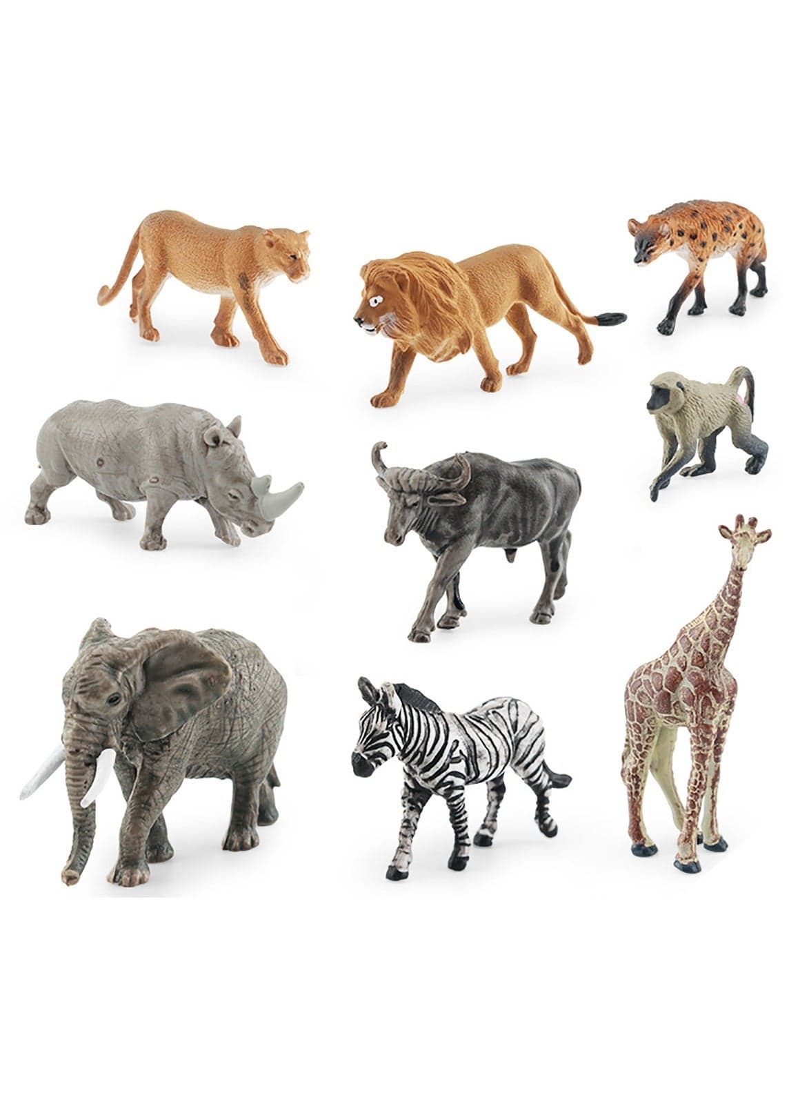 Wild Animals Toys Set - 9 Piece Realistic Jumbo Zoo Animal Figurines, Durable Plastic African Jungle Animals, Ideal Educational Toy for Kids Ages 3-5, Perfect Play & Gift