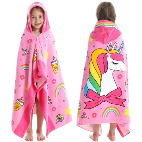 Bavilk Kids Bath Towels Kids Towel Girls Boys Hooded BeachBathroomPool Swim Towels 30 50 INCH Large Size Ultra Absorbent Cute Cartoon Animal Full Vitality 100 Cotton Wearable Wrap for Child
