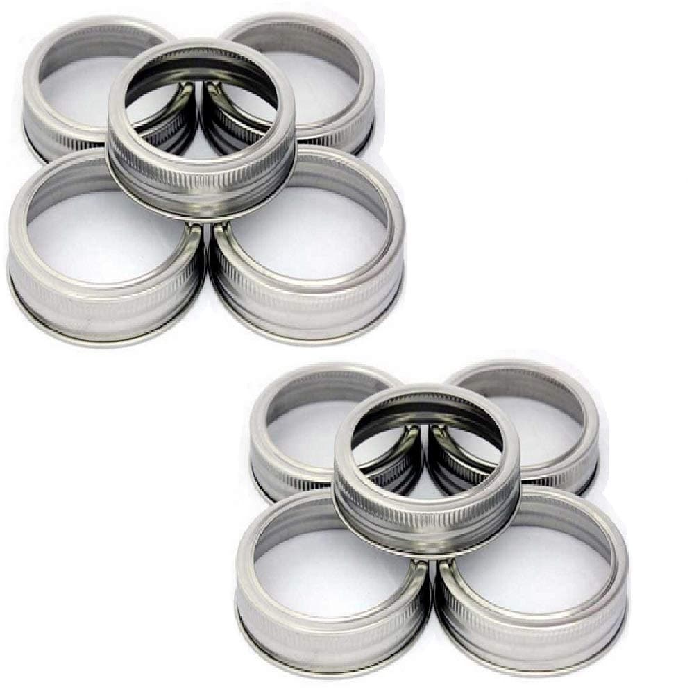 Mason Jar Replacement Rings or Tops Durable Rustproof Tinplate Metal BandsRings for Mason Jar Jar Canning JarsStorage Set of 10 wide mouth