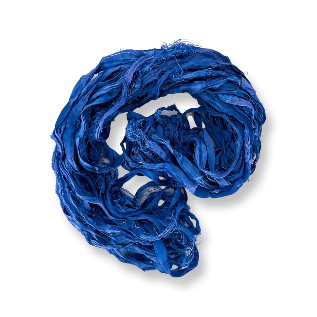 Revolution Fibers 100 Recycled Saree Sari Silk Ribbon Yarn Bulky Weight 50 Yards per 100 Grams Knitting Crocheting Jewelry Making Gift Wrapping and Weaving Bermuda Ocean Blend