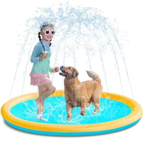 SLOOSH 60 NonSlip Splash Pad Sprinkler Outdoor Water Play Toys Backyard Fountain Mat for Toddlers Kids Dogs Thickened Sprinkler Outside Pool Party Durable for Girls Boys Pets 60in OrangeBlue