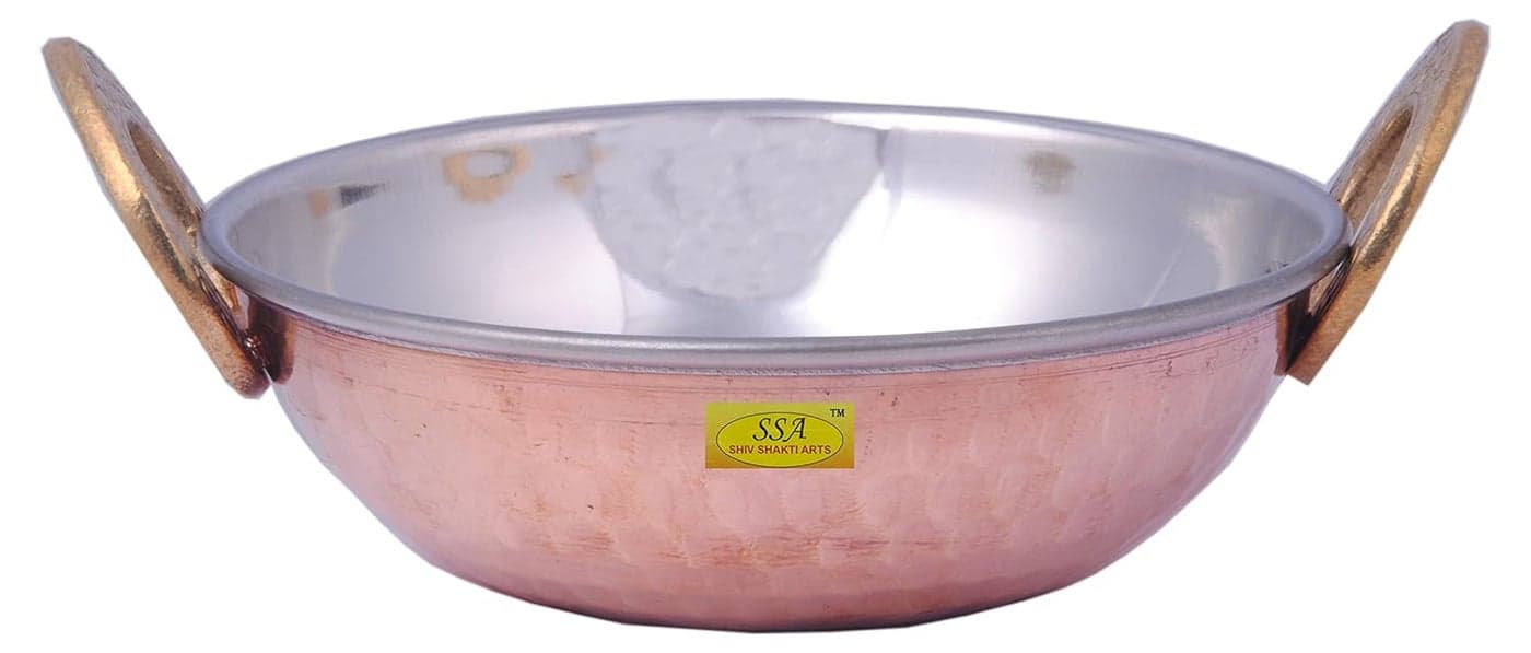 SHIV SHAKTI ARTS Handmade Pure Steel Copper KadaiBowlHandi No 1 Volume300 ml Homeware Dinnerware Hotelware for Serving Dal Sabji and Curry Purpose