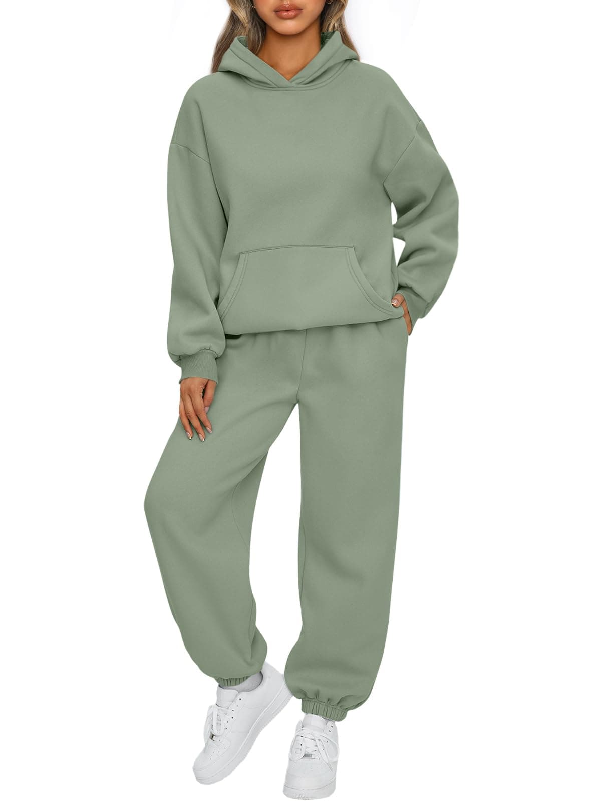 AUTOMET Women 2 Piece Outfits 2025 Plus Size Fall Fashion Airport Travel Pants Lounge Set Leisure Vacation Winter Clothes Sweatsuits Green XS