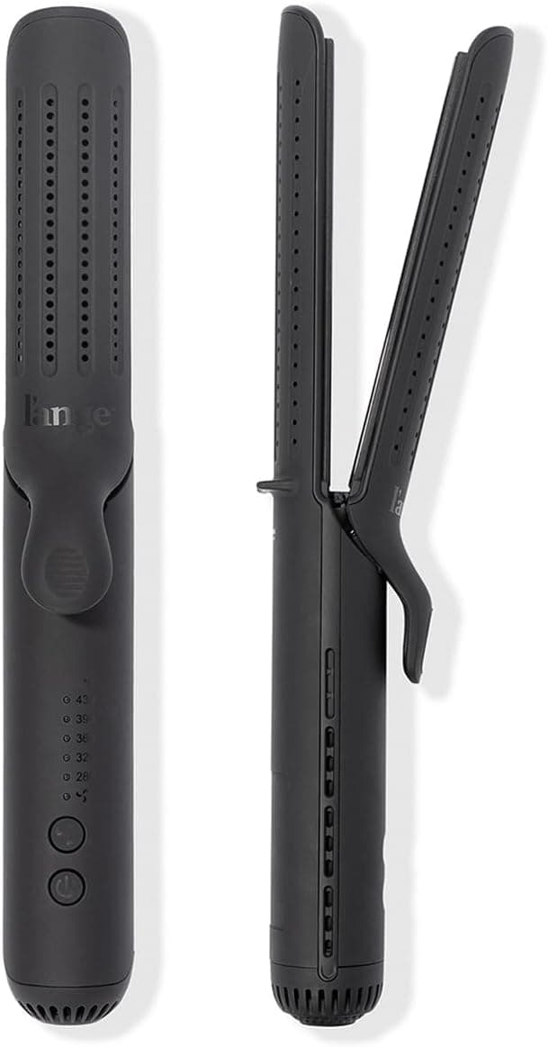 LANGE HAIR Le Duo Standard 360 Airflow Styler 2in1 Curling Wand Titanium Flat Iron Hair Straightener Professional Hair Curler with Cooling Air Vents Dual Voltage Adjustable Temp Black