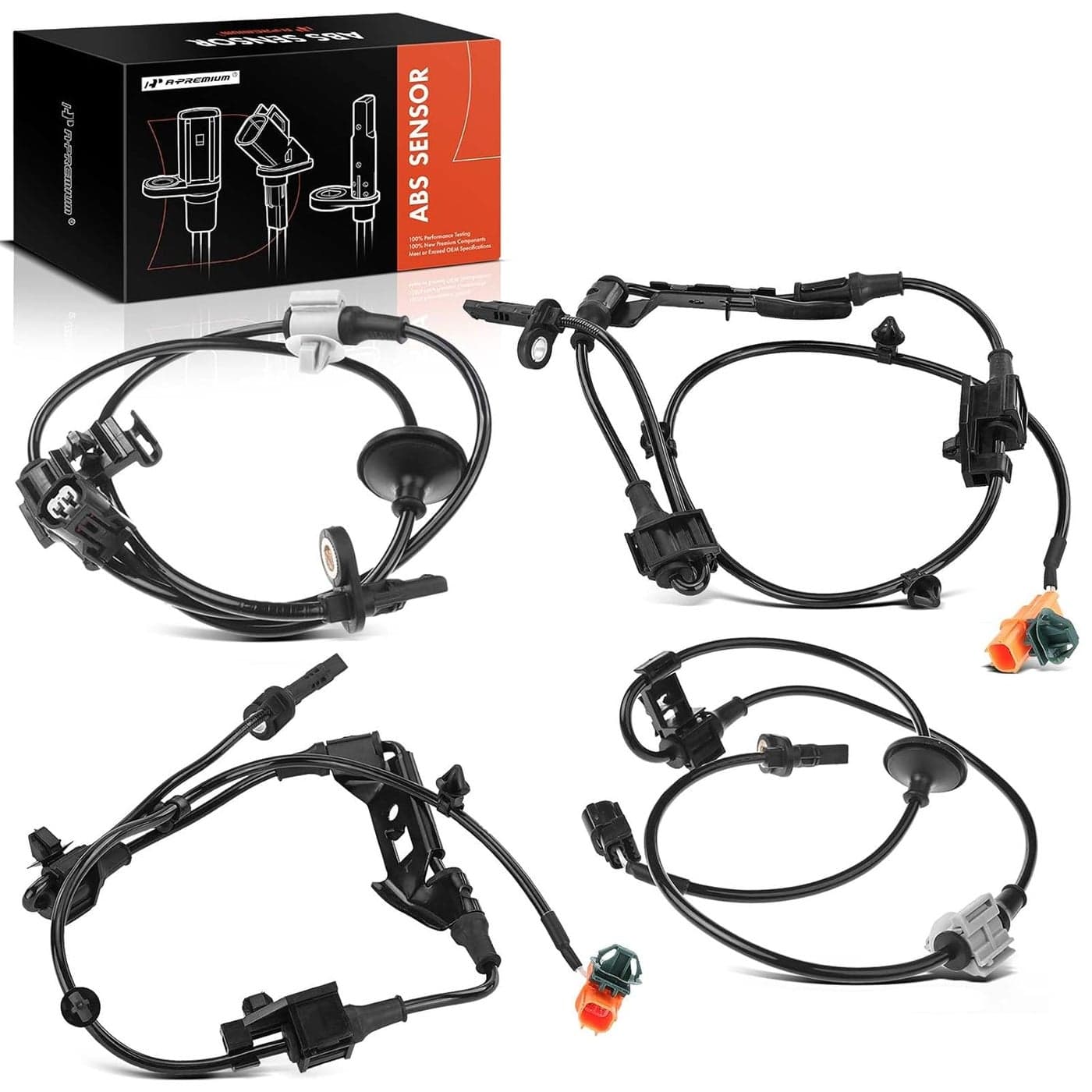 A-Premium ABS Wheel Speed Sensor Set for Honda Odyssey 2007-2010 - 4-PC Replacement