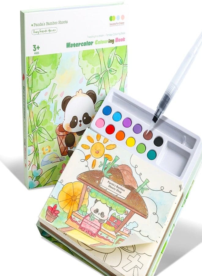 Paint with Water Books for Toddlers, Art Craft Toys Watercolor Painting Paper for Kids Gift for Drawing with Brush - Panda